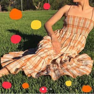 Orange straw dress perfect for fall
